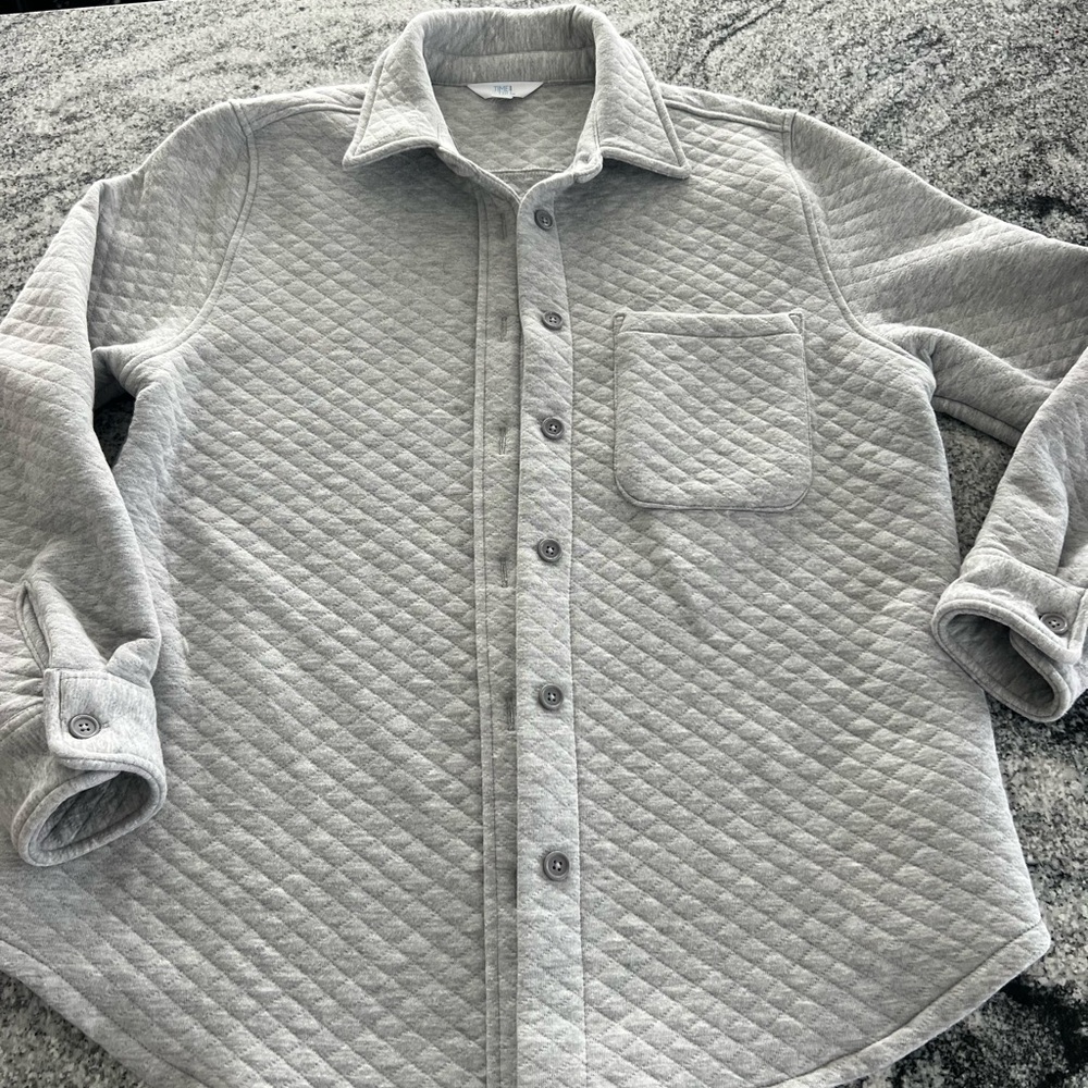 Quilted Gray Button-Up Shirt